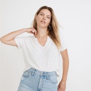 NWT Madewell Hemp-Cotton Split-Neck Crop Tee